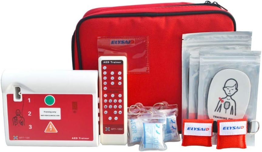 JTKENS XFT-120C AED Trainer Device for First Aid CPR Training Emergency Rescue Teaching Tools in Hebrew and English Language with Electrode Pads