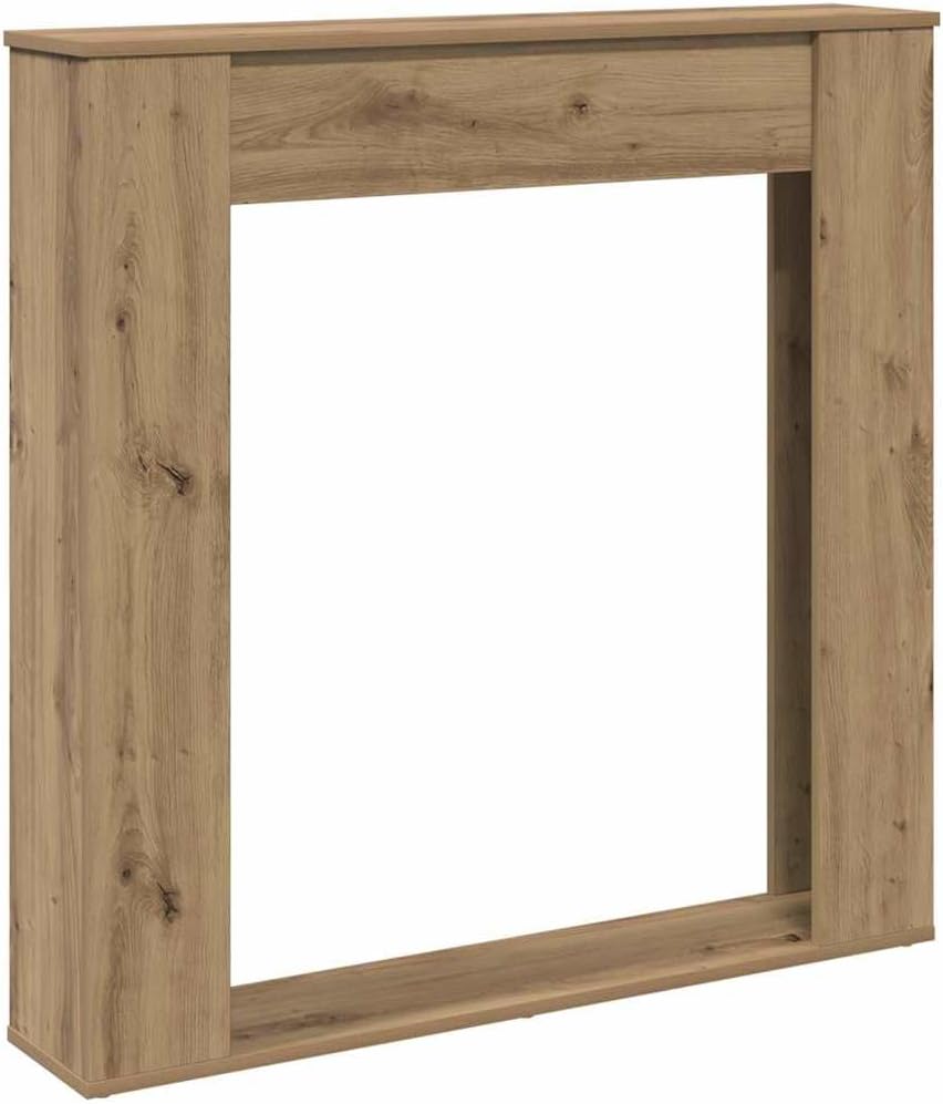 vidaXL Fireplace Surround/Mantel - Artisan Oak Engineered Wood, For Electric LED Flames, 100x20x100 cm, Stable & Durable - Home/Living Room Decor, Practical Shelf