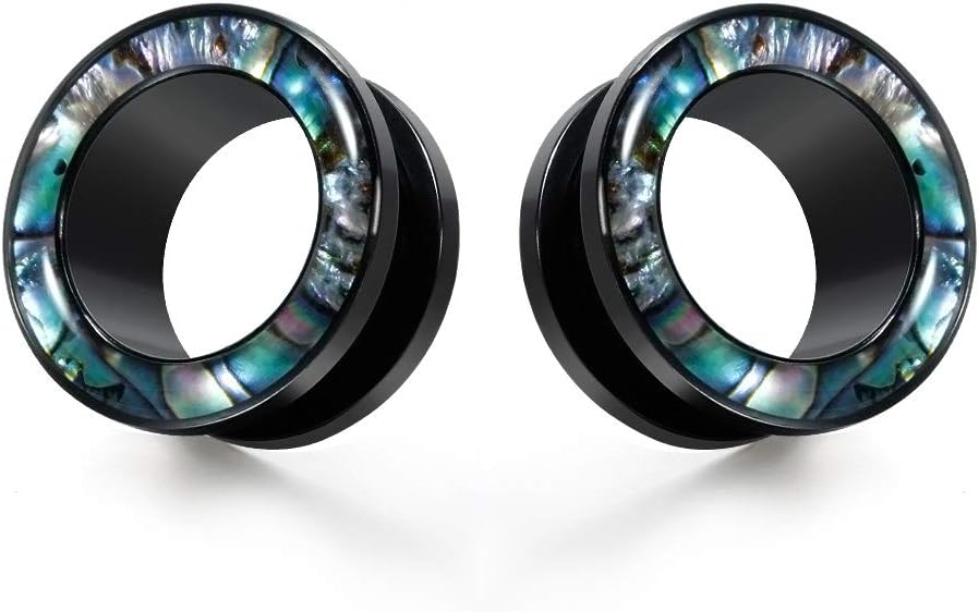 COOEAR Gauges For Ears, Surgical Steel Plugs, Flesh Stretchers Earrings, Size 2g to 1 Inch Black Screw Tunnels Piercing.