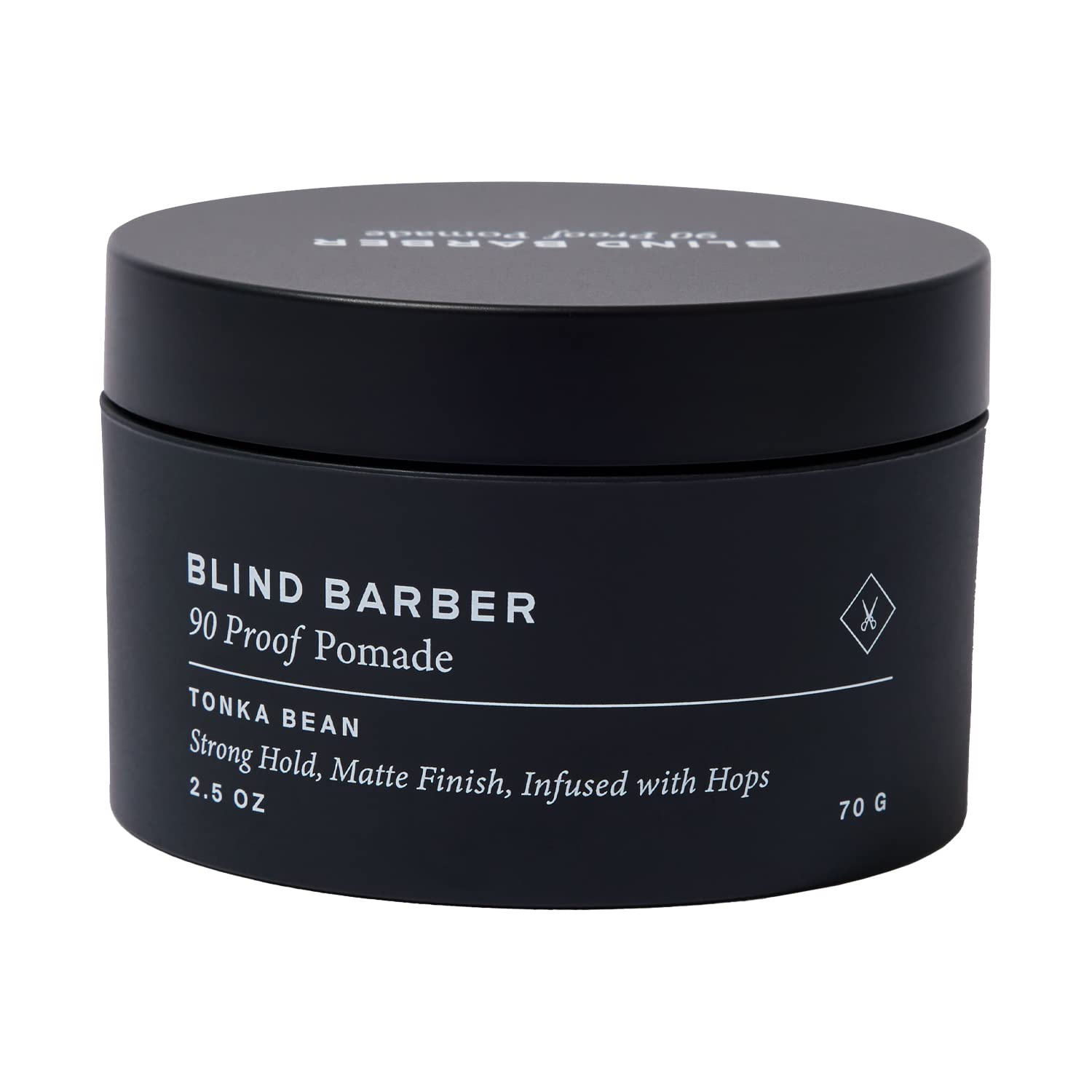 Blind Barber 90 Proof Hair Pomade for Men - Strong Hold, Natural Finish - Water-Based, Matte Pomade for Men with Hops & Tonka Bean - Free of Greasy Oils, Easy to Use - (2.5 Oz)