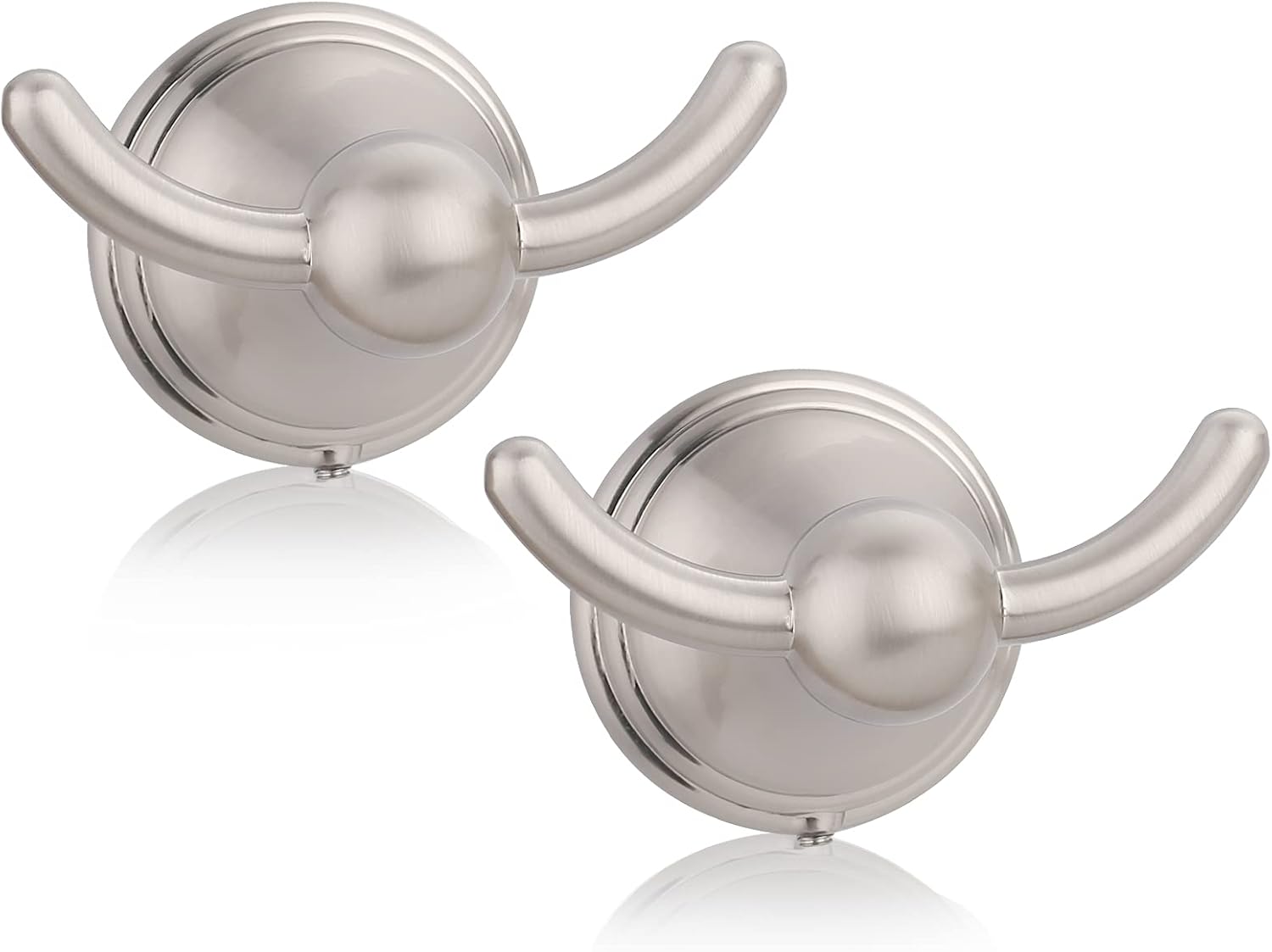 FILTA Bathroom Towel Hooks, Brushed Nickel Robe & Towel Hooks for Bathroom Wall Mounted, Traditional Bathroom Towel and Robe Wall Hooks for Hanging Towels, Bath Towel Hook for Shower Wall (2 Pack)