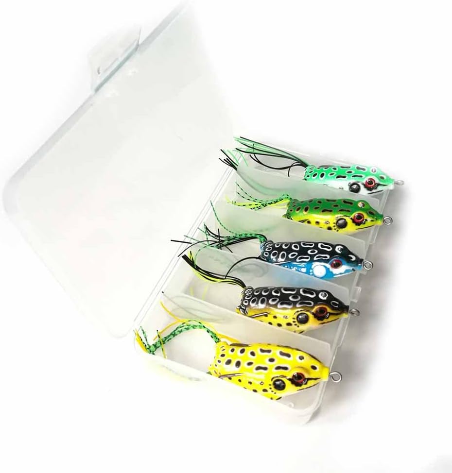 5pcs Frog Lure Ray Frog Topwater Fishing Crankbait Lures/Artificial Soft Bait 5.5CM 8G Soft Tube Bait,Especially for Bass Snakehead,Freshwater Soft Bai Musky Tackle Box Spitted weedless bas