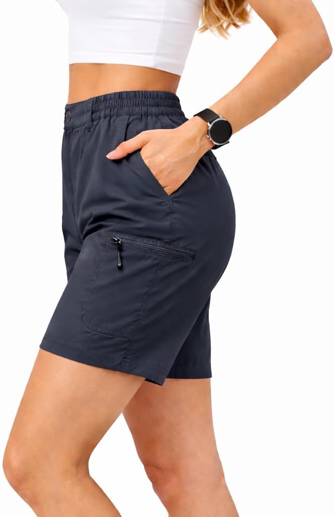 Blu Apparel Women’s Hiking Shorts with 5 Pockets – Lightweight Quick Dry Outdoor Shorts - Ladies Walking & Travel Stretch Shorts