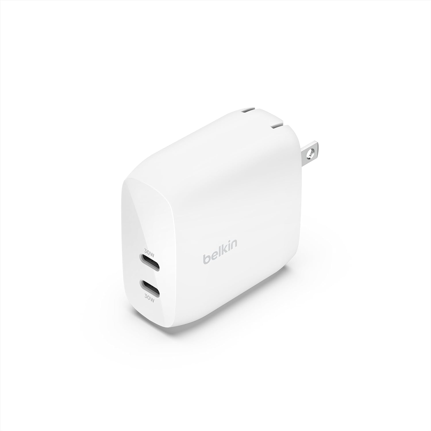 Belkin Dual USB C Charger Block w/PPS 60W Super Fast Charging - Samsung Galaxy S25, Apple iPhone 16, iPad, MacBook Air, Google Pixel, Nintendo Switch 2 - White