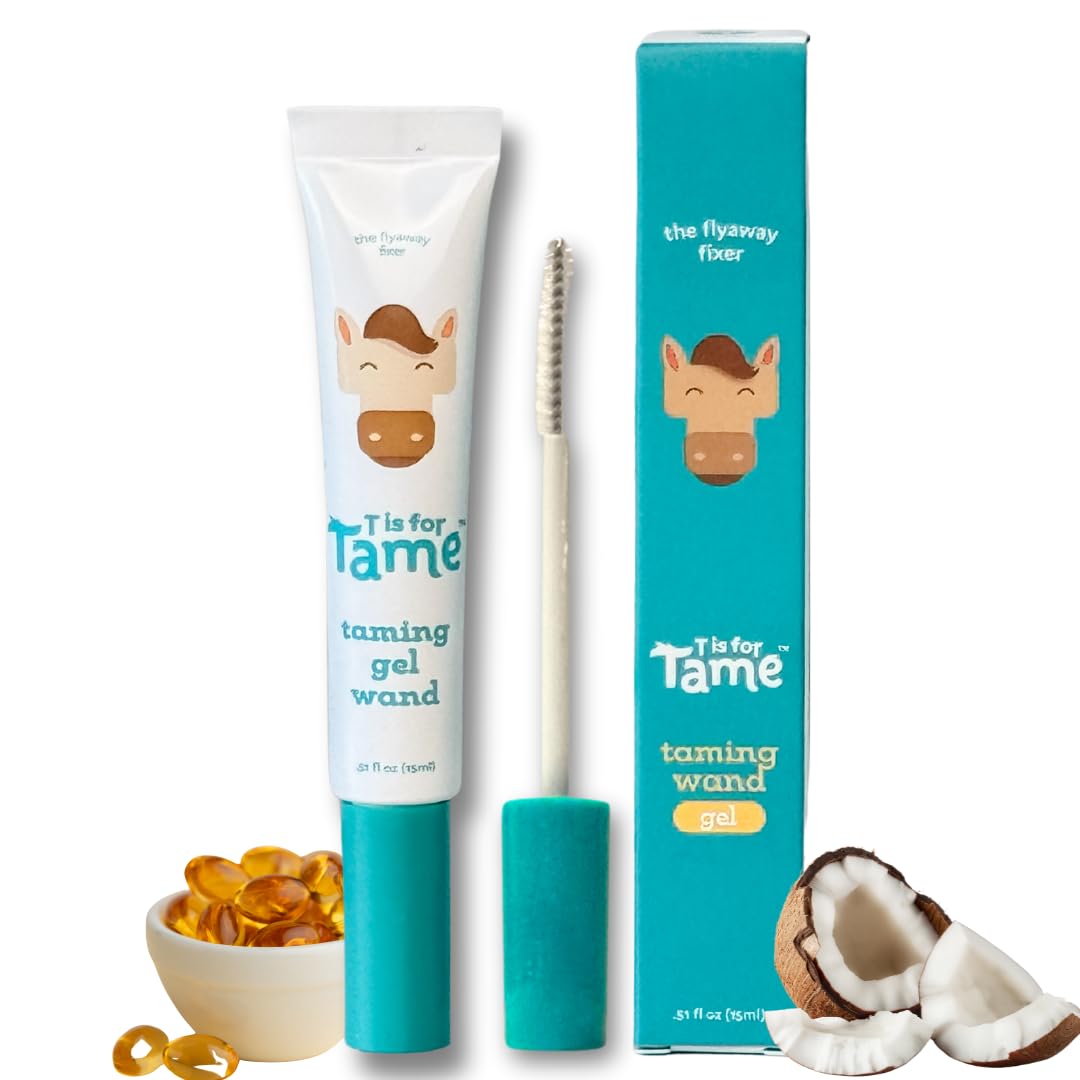 T is for Tame Taming Gel Wand – Natural Flyaway Tamer for Kids & Adults – Smooths Baby Hairs, Frizz & Static – Alcohol-Free, Vegan & Cruelty-Free Hair Styling Gel – 0.5 oz