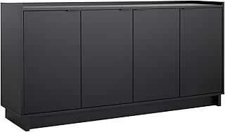 Prepac Simply Modern 4 Door Console Table with Storage, Black Storage Cabinet with Doors and Shelves, Sideboard Storage Cabinet 60" W x 30" H x 16" D, BCBG-1820-1