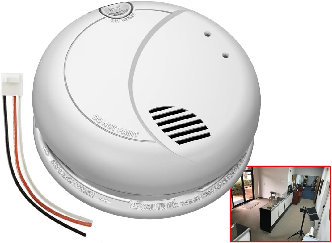 4K HD Smoke Detector WiFi Spy Camera Wi-Fi Fire Alarm Hidden Nanny Cam Spy Camera, Ceiling Mount, 110V AC Connector (7010 Model)
