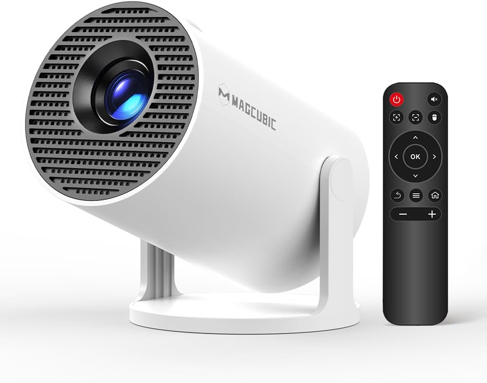 Magcubic HY300PRO Mini Projector with WiFi and Bluetooth, 4K Support 200ANSl Smart Portable Projector, AutoKeystone, 180° Rotation, Home Video Proyector for Home, Bedroom, Outdoor