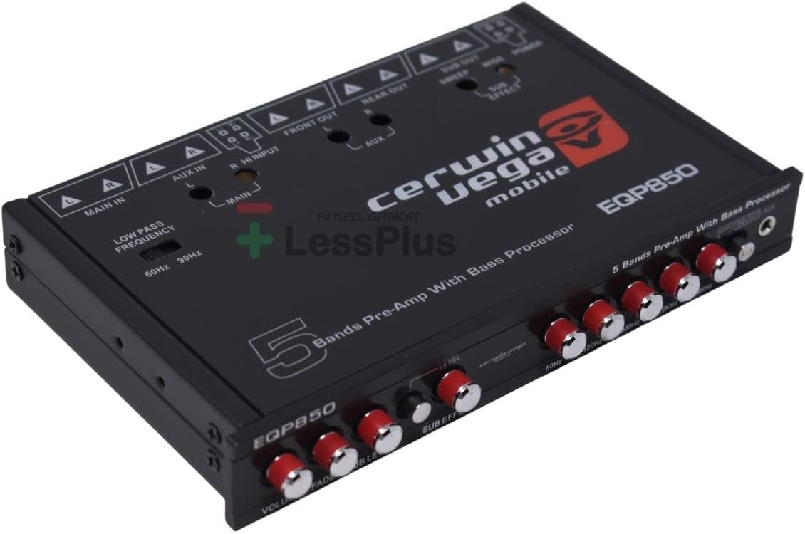 CERWIN Vega EQP850 5 Bands Pre-Amp Equalizer with Bass Processor,Black