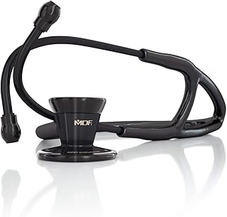 MDF Instruments, ProCardial Cardiology Stethoscope, Stainless Steel, Adult, Dual Head, Black Tube, Black Chestpiece-Headset, MDF797BO