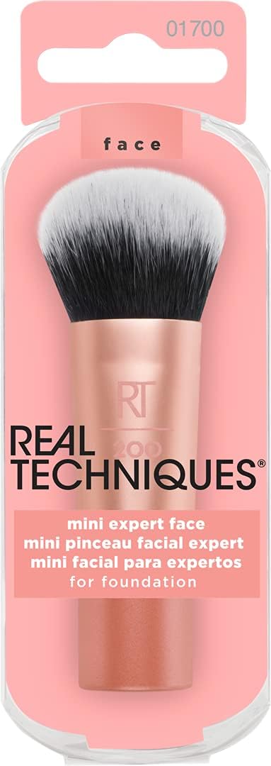 Real Techniques Mini Travel Size Expert Face Makeup Brush for Foundation (Packaging and Handle Colour May Vary)