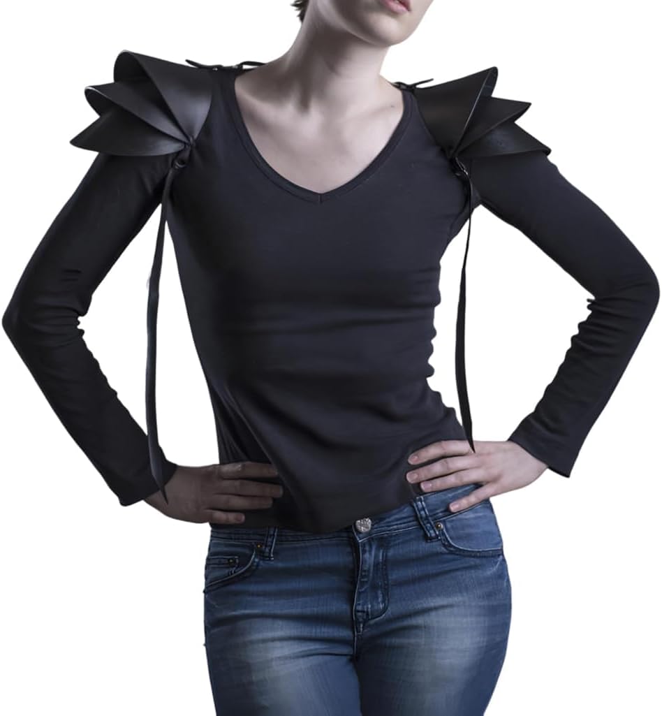 ITODA Shoulder Armor Viking Shoulder Guard PU Leather Medieval Costume Shoulder Shrug Armor Gothic Knight Shawl Cosplay Costume for LARP Halloween Cosplay