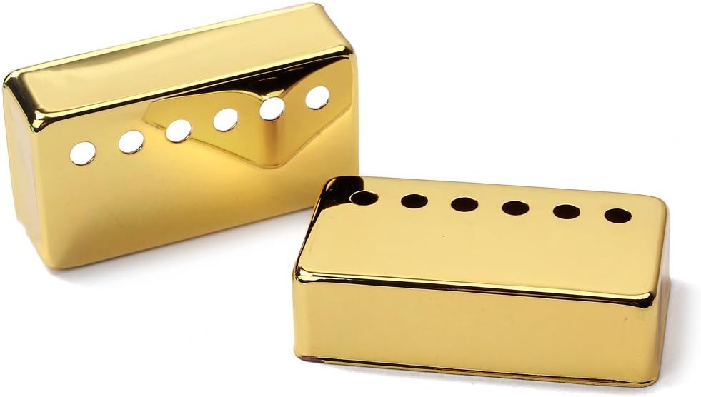 Alnicov Set Of 2 Humbucker Guitar Pickup Covers Brass Pickup Covers 50MM/52MM Pole Spacing Fits For Gibson Les Paul Guitar,Gold