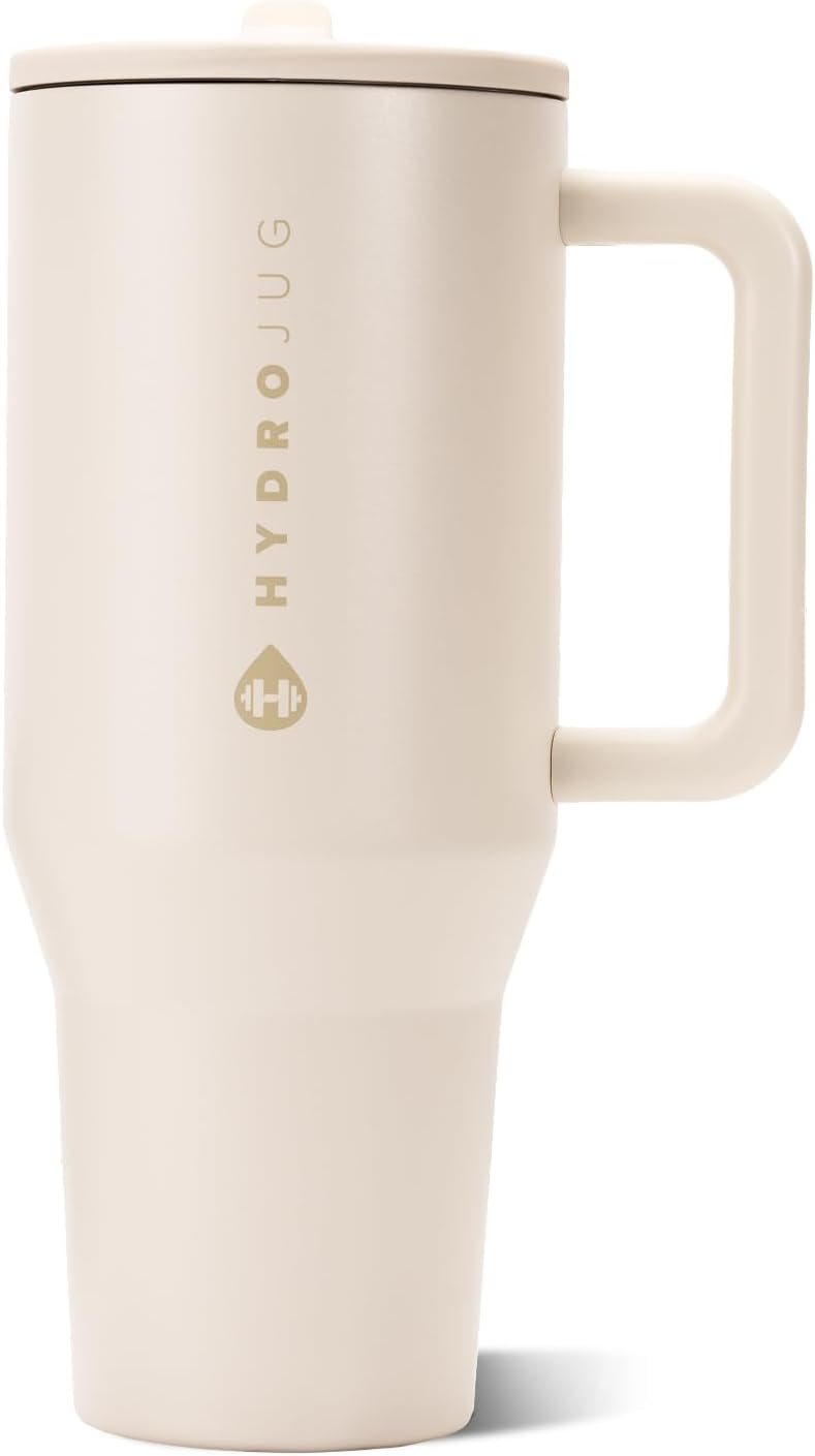 HydroJug Traveler 40oz, Insulated Water Bottle with Handle, Cream
