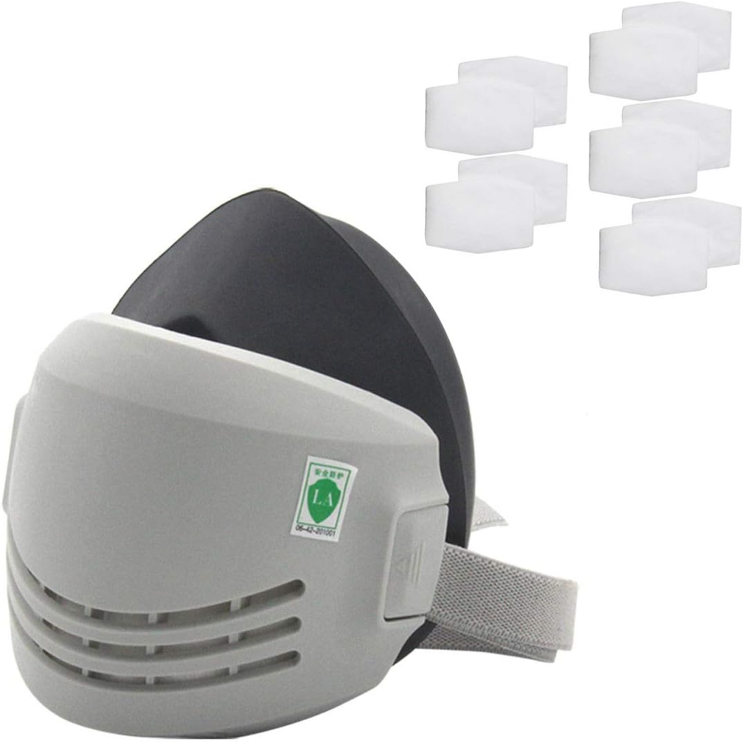 Reusable Dust Half Respirator Chemical Anti-Dust Paint Respirator Welding Safety Industrial Mask (1pcs Rubber Anti-Dust Mask+10 pcs Cotton Filters)