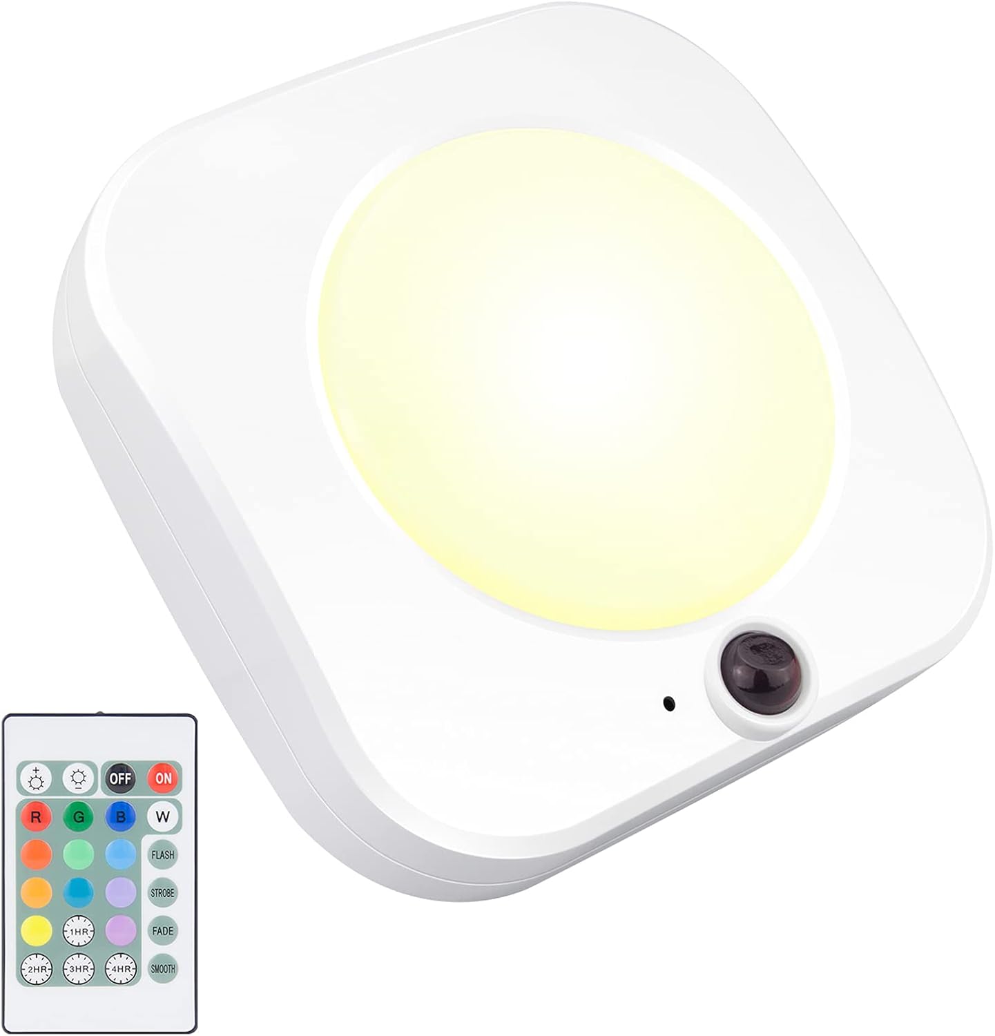 Battery Powered Ceiling Light, Shower Light with Remote, Cordless Ceiling Light, LED Ceiling Lights with Dimmer Timer, 250LM, 4 Modes 12 Color Changing Light Indoor for Garage, Entrance,Hallway
