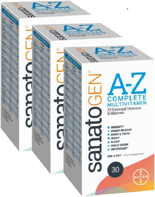 Sanatogen A-Z Complete Multivitamin Tablets for Men and for Women, Contains Vitamin D, Vitamin C, Iron, Calcium Supplement, 1 Pack of 90 Tablets - 3 Months Supply