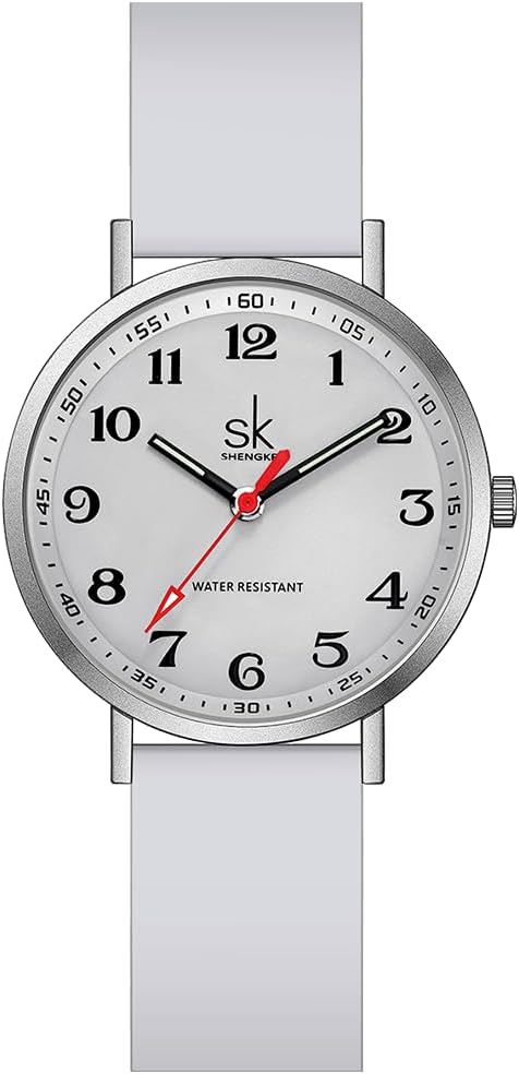 SHENGKE SK Ultra Thin Fashion Sport Sweatproof Women Watch Ladies Watch with Easy Read Dial and Colorful Silicone Band