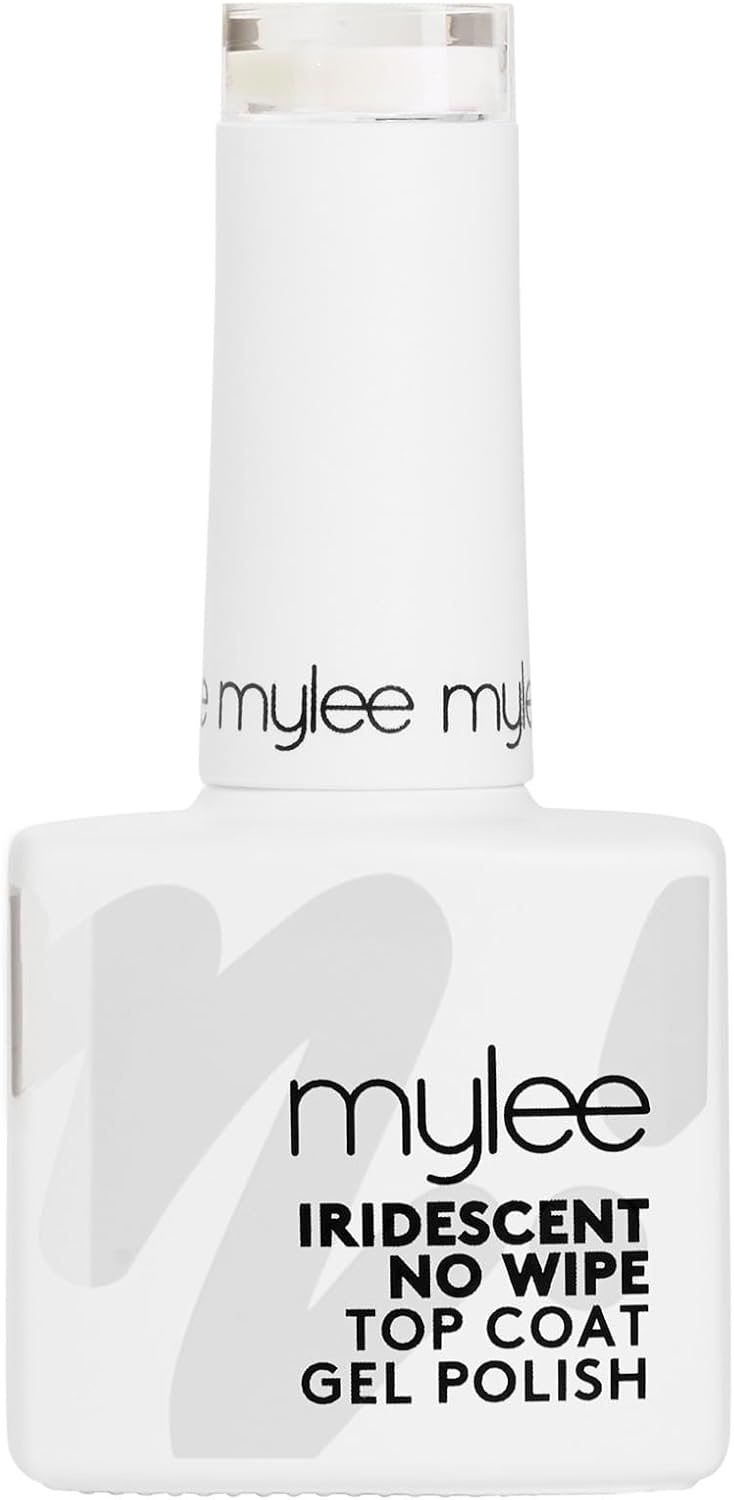Mylee Gel Nail Polish Iridescent No Wipe Top Coat 10ml | UV/LED Soak-Off Nail Art Manicure Pedicure for Professional & Home Use, Vegan & Cruelty Free, Long Lasting & Easy to Apply