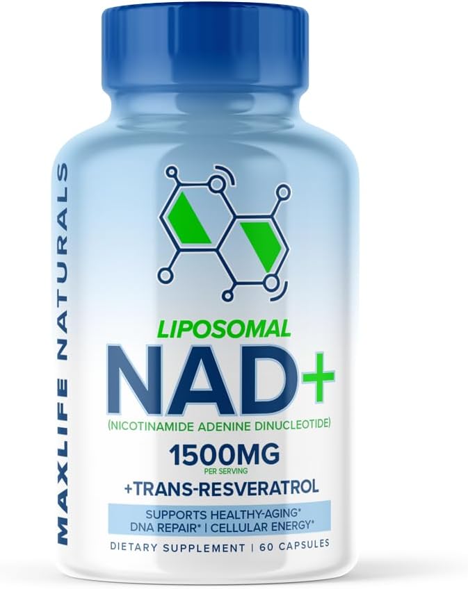 NAD Supplement 1500mg - NMN Supplement Alternative - Liposomal NAD w/ Trans-Resveratrol NAD+ for Anti-Aging, Cell Regenerator, Trans Resveratrol | Support Cellular Health & Healthy Aging.