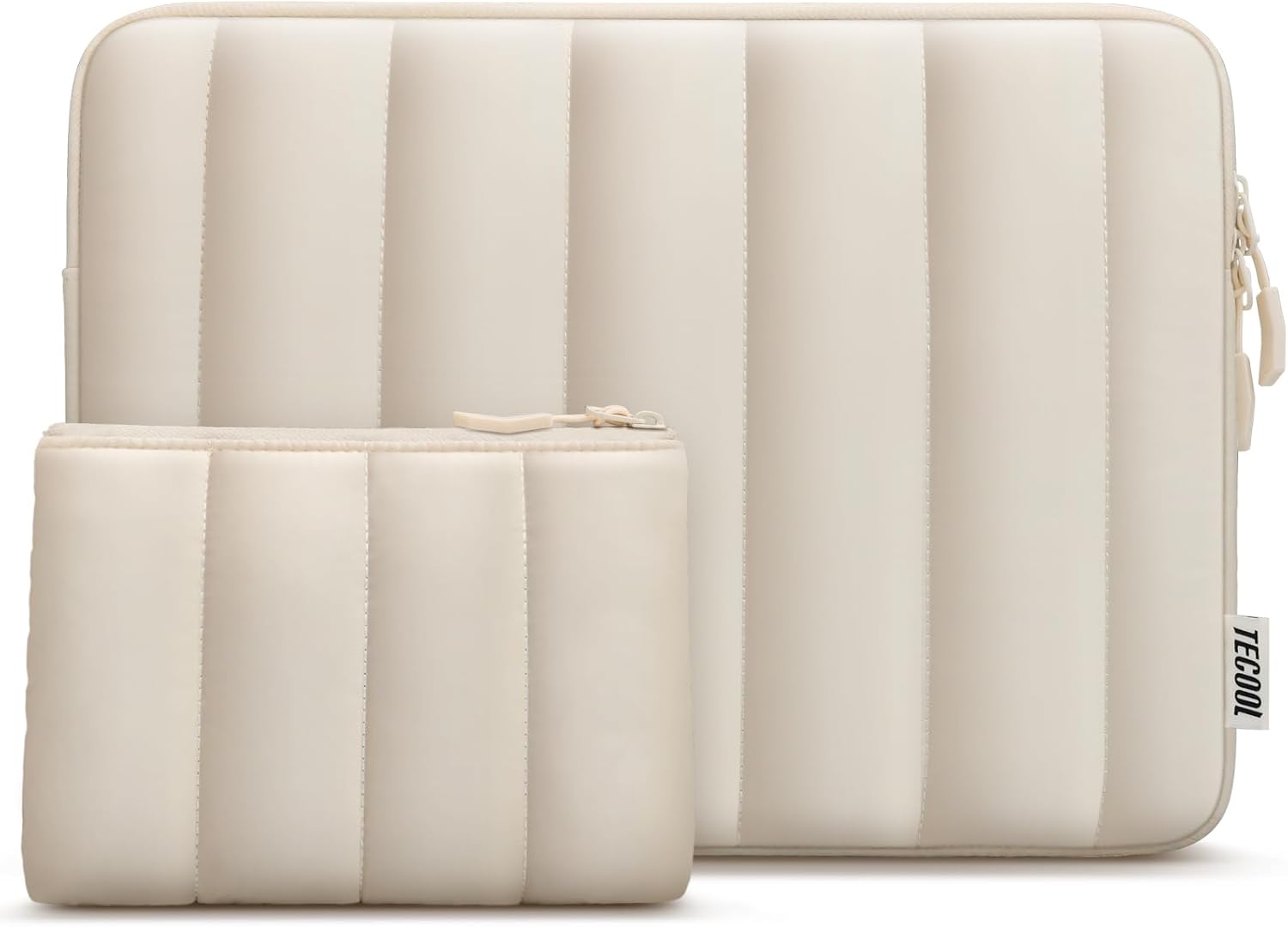 TECOOL Puffy 15.6 inch Laptop Case Sleeve For 15 15.6” Lenovo Thinkpad ideapad HP Pavilion Acer Dell Asus Vivobook Chromebook Notebook,MacBook Pro 16 Inch M4 M5 Waterproof Protective Case,Beige