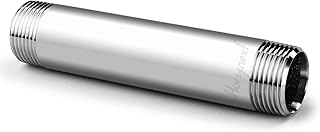 stainless steel 304 pipe nipple npt 1/2 male threaded cast fitting, 6 inches length tube sleeve extension connector, schedule 40 conduit hose adapter