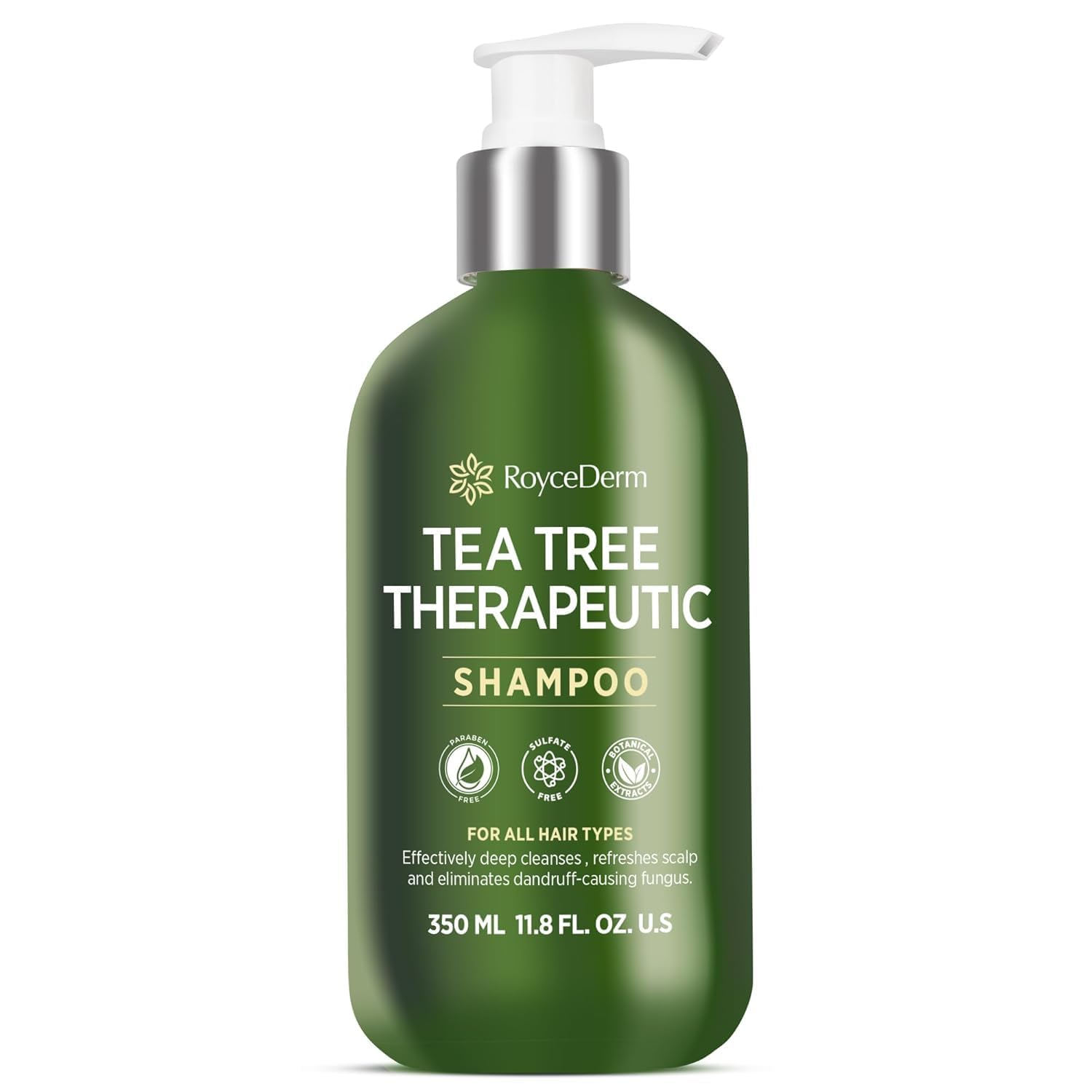 Roycederm Tea Tree Antifungal Shampoo: Folliculitis Shampoo for Dry Scalp, Dandruff, and Itchy Scalp - Medicated Clarifying shampoo with Tea Tree Oil, Paraben & Sulfate Free