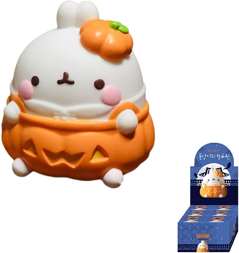 Molang Halloween Special Series 2 Blind Box Action Figures Mystery Box Cute Random Toys Birthday Gift Christmas Collectible Toy for Desktop Ornaments, 6 PCS