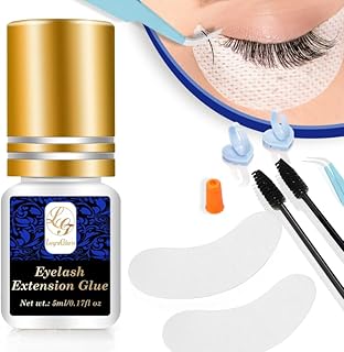 Lash Glue, Eyelash Extension Glue, Lash Cluster Glue for Lash Extensions, 5ml Professional Black Waterproof Strong Individual Lash Adhesive for Sensitive Eyes, Long Lasting DIY Glue Kit