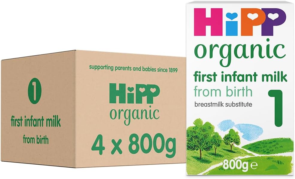 HiPP Organic 1 First Infant Baby Milk Powder Formula, From Birth, 800g (Pack of 4)