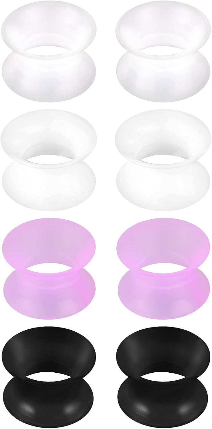 D.Bella Silicone Ear Plugs Tunnels Flexible Flesh Tunnel Ear Gauges Plugs Expander Gauges Piercing Jewelry 4Pairs 6/8/10/12/14/16/18/20mm