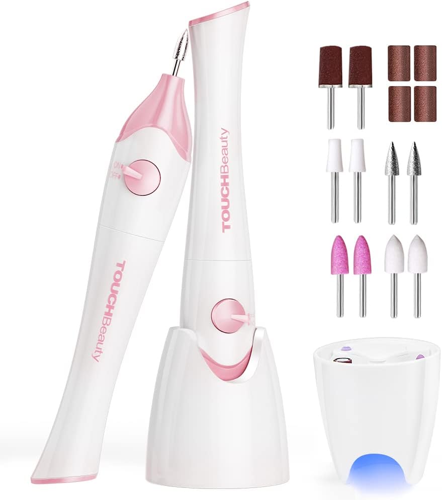 TOUCHBeauty Manicure Pedicure Nail Files Set, Manicure Drill Set, 5 in 1 Portable Nail File Drill System for Salon-Quality Care of Hands and Feet at Home, Battery Powered AG-1335C