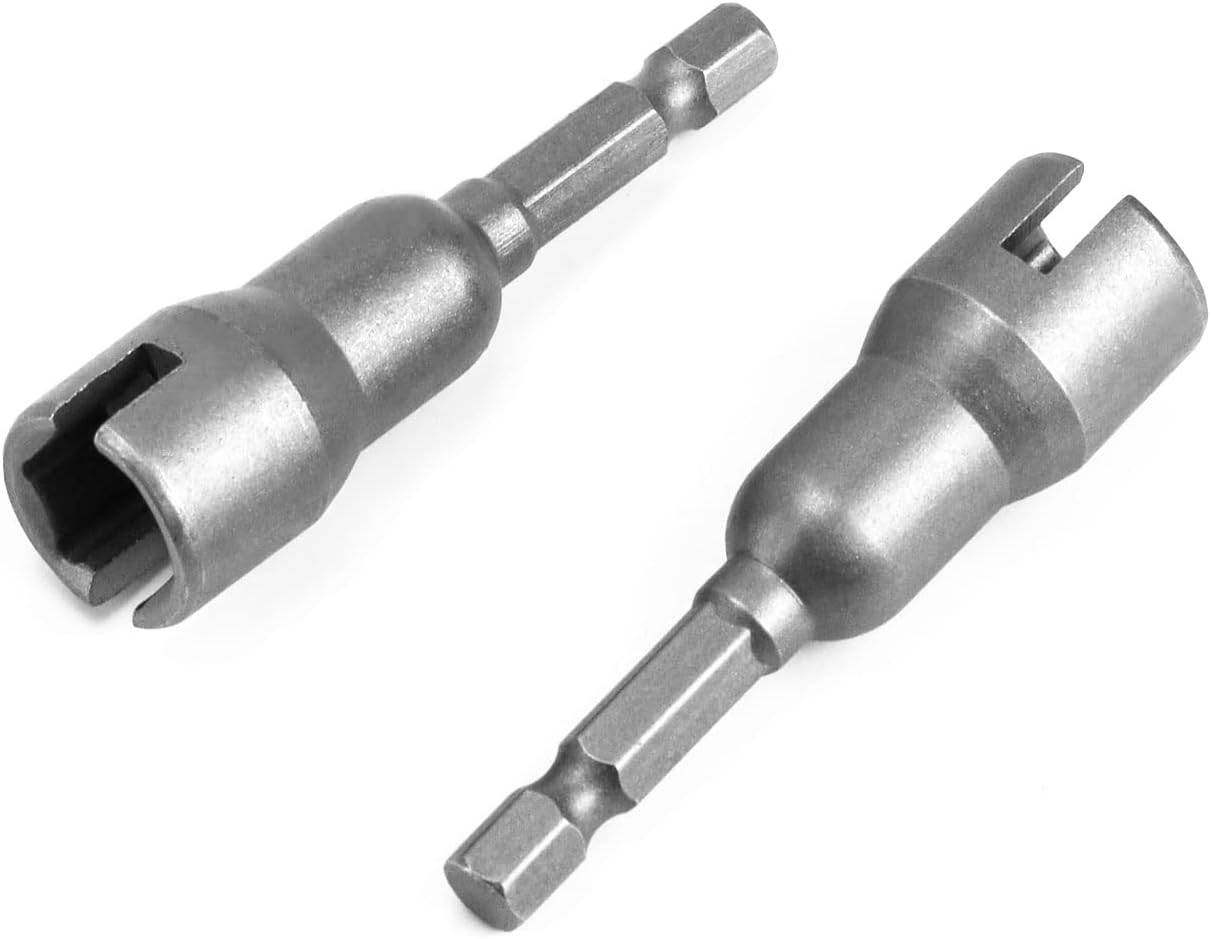 QWORK® Power Wing Nut Driver , Slot Wing Nuts Drill Bit Socket Wrenches Tools , 1/4" Hex Shank for Panel Nuts, Screws Eye C Hook & Q-Hanger , Steel , 2 Packs
