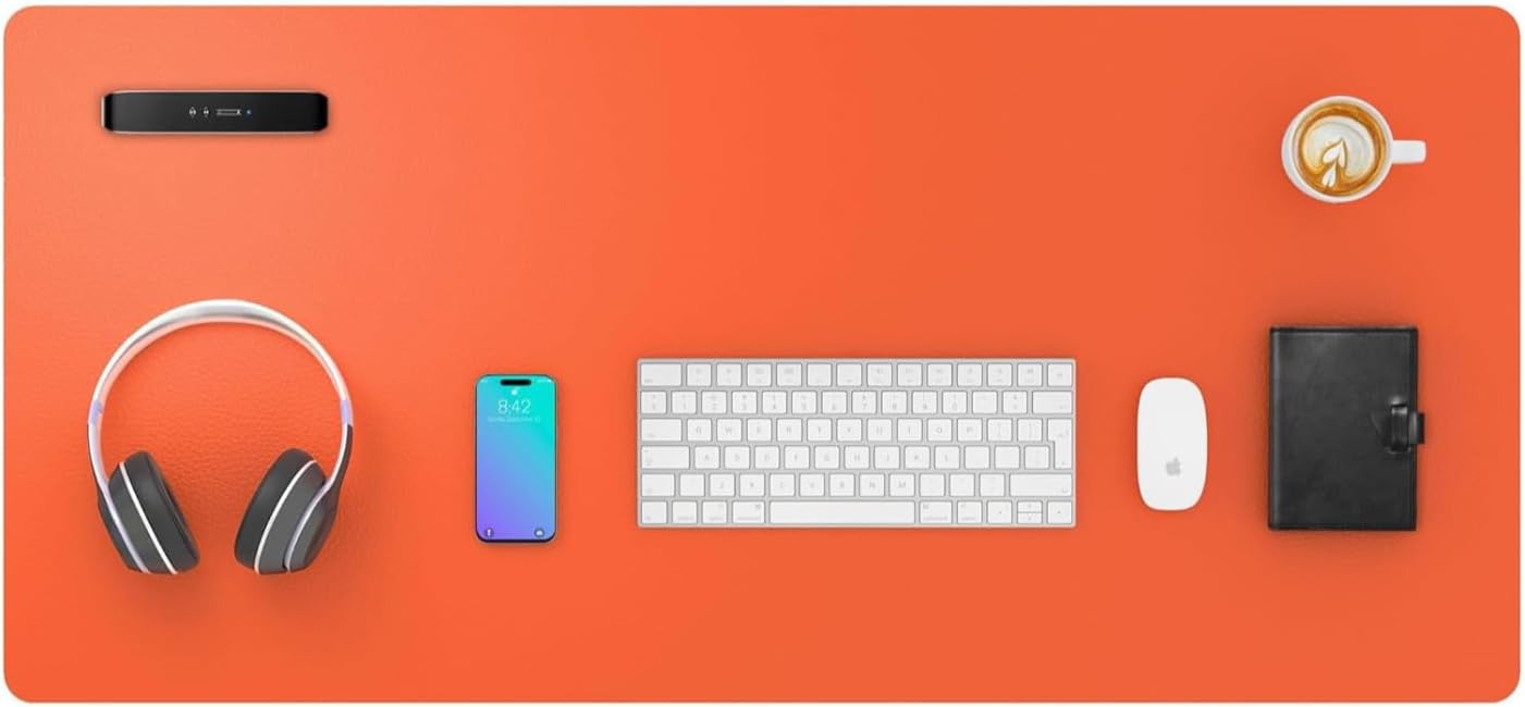 Large Desk Mat 80x40cm, Office Desk Pad, Computer Desk Mat, Laptop Mat for Desk, Desk Protecor Mat, Desktop Mat, Desk Writing Pad, Desk Blotter Pad, Desk Cover Mat (Orange, 80 x 40 cm)