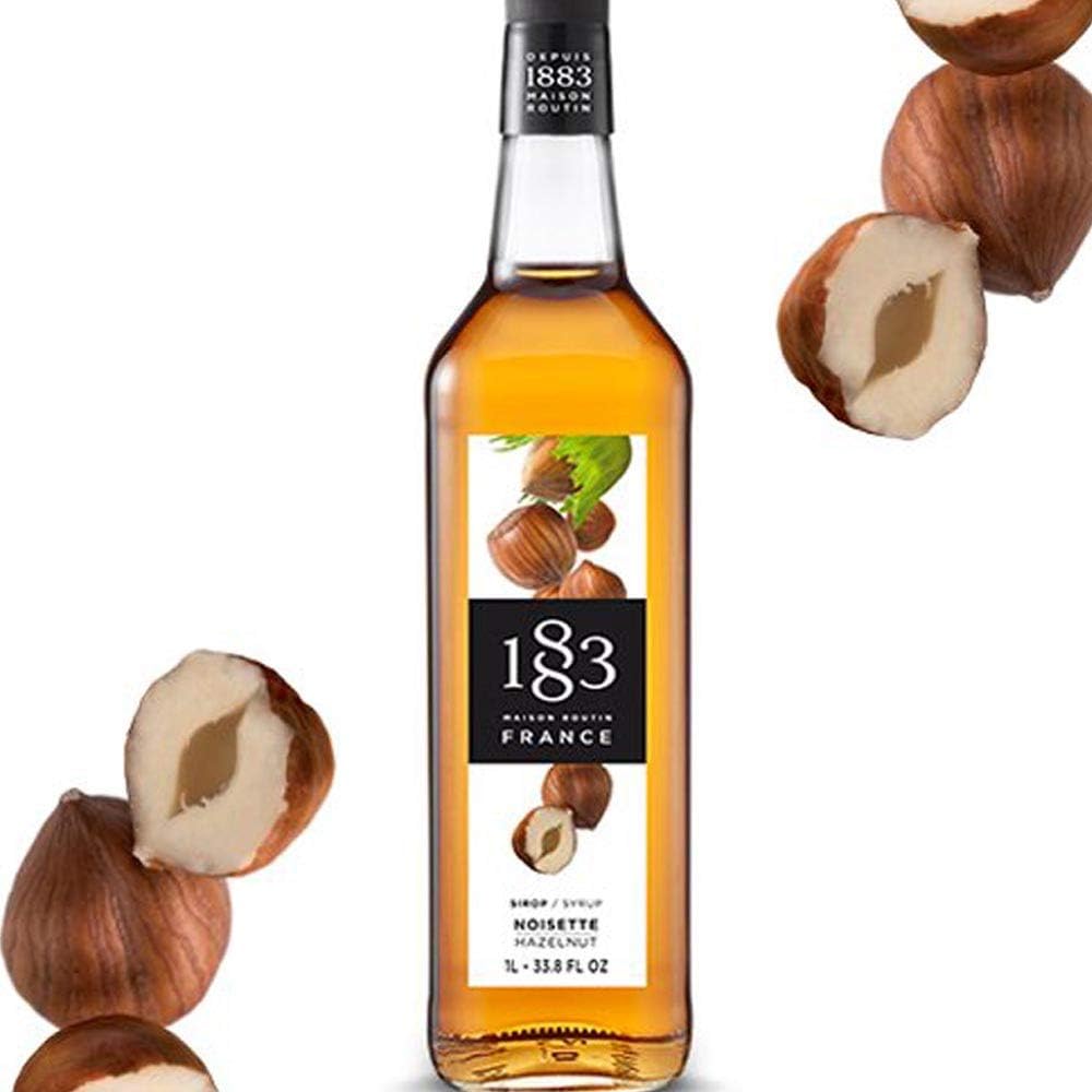 1883 Maison Routin Premium Hazelnut Syrup for Coffee, Tea, Hot Chocolate & Baking PET 1L