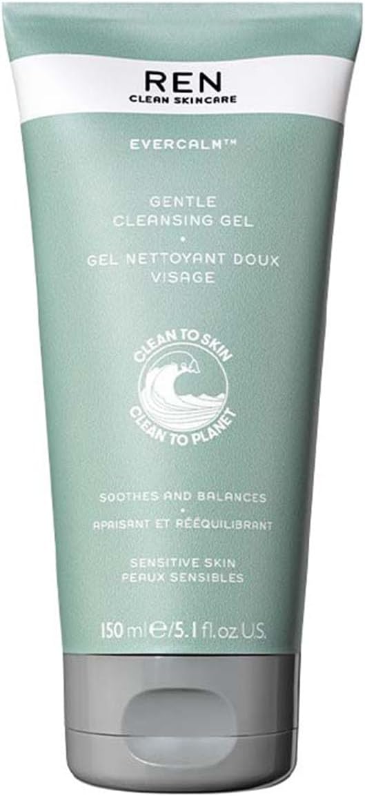 REN Clean Skincare Evercalm™ Gentle Cleansing Gel | Non-Drying Cleanser for Sensitive Skin | Soothes & Balances | Step 1: Cleanse