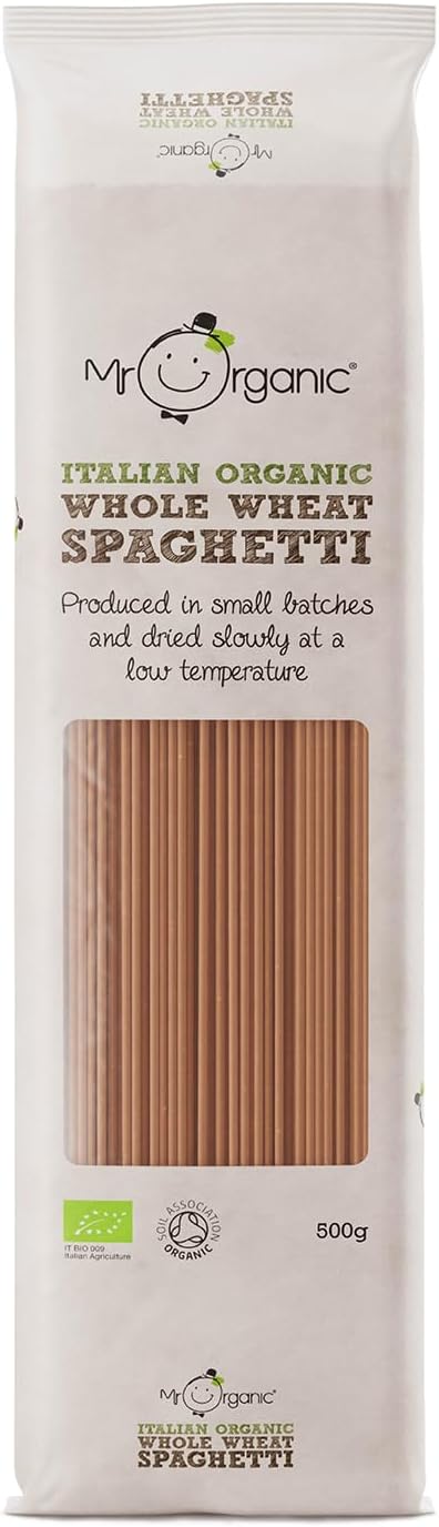 Mr Organic - Organic Whole Wheat Spaghetti 500g - Non GMO & Preservative Free - Vegan - Made in Italy