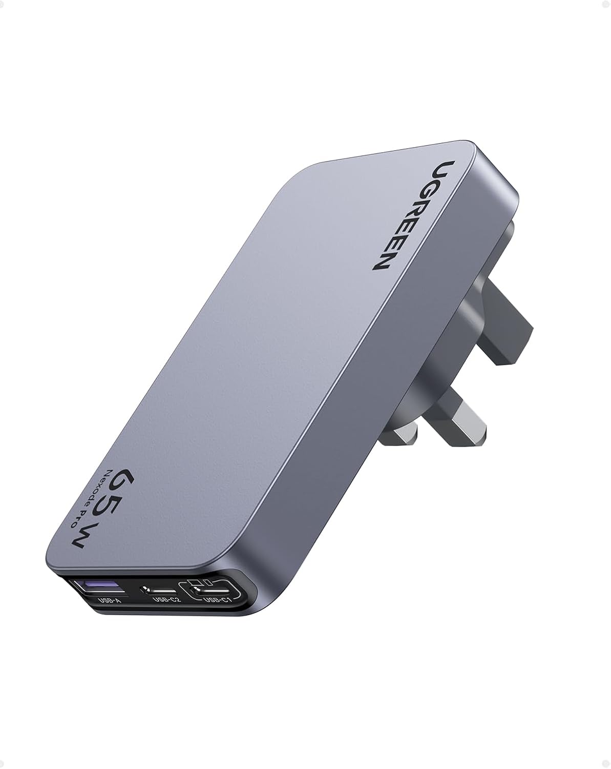 UGREEN USB C Plug 65W Nexode Pro 2C1A Travel Charger with UK/EU/US Plug