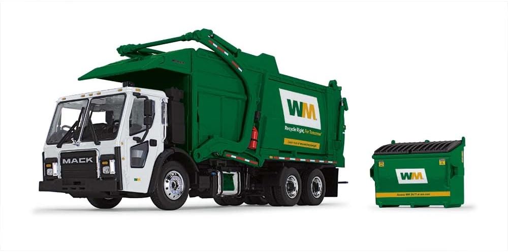 First Gear WM 1/34 Scale Mack LR with McNeilus Meridian Front Loader and Trash Bin