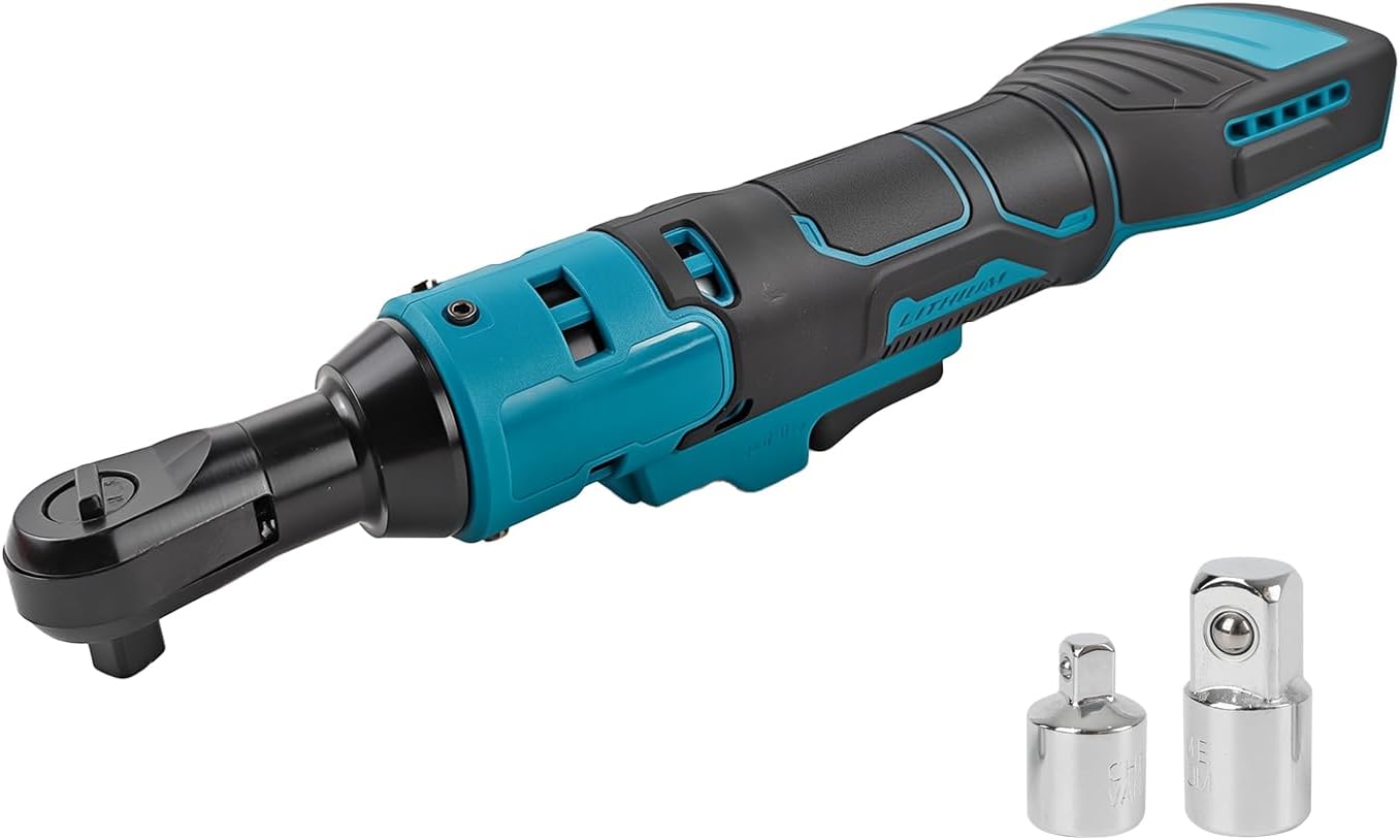 3/8" Cordless Ratchet Wrench Compatible with Makita 18V, Electric Ratchet with 1/4" Adapter & 1/2" Adapter, 280RPM 80 Nm Powered Impact Ratchet for Bicycle & Car Maintenance
