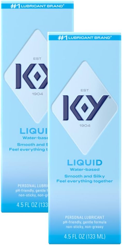 K-Y Liquid Classic Water-Based Body Friendly Formula 4.5 Fl Oz Personal Lubricant for Wetter Sex for Men, Women and Couples & Safe to Use with Latex Condoms (2 Pack)
