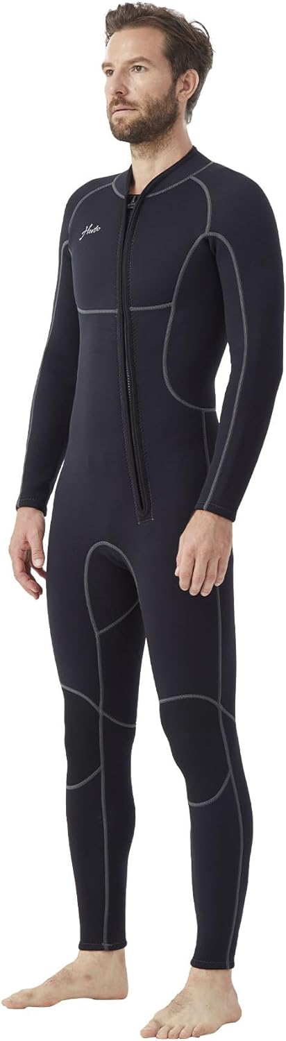 Hevto Men Wetsuits 3/2mm Neoprene Wet Suit Back Front Zip in Cold Water for Surfing Swimming Diving