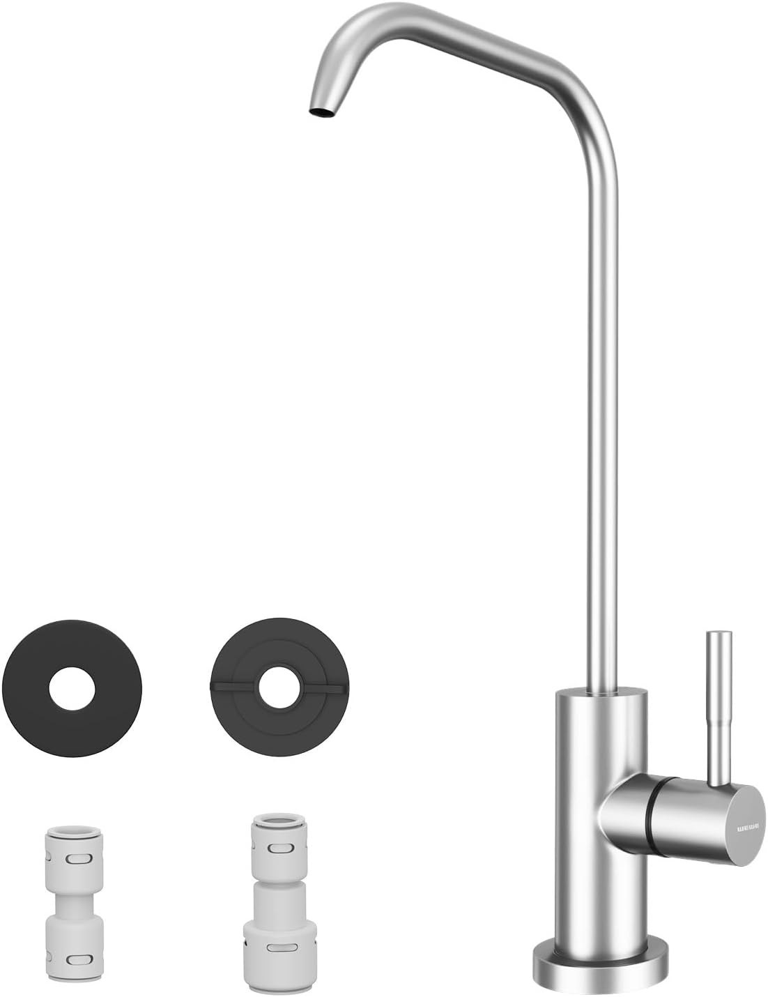WEWE RO Drinking Water Faucet, Brushed Nickel, 1/4" & 3/8" Connectors
