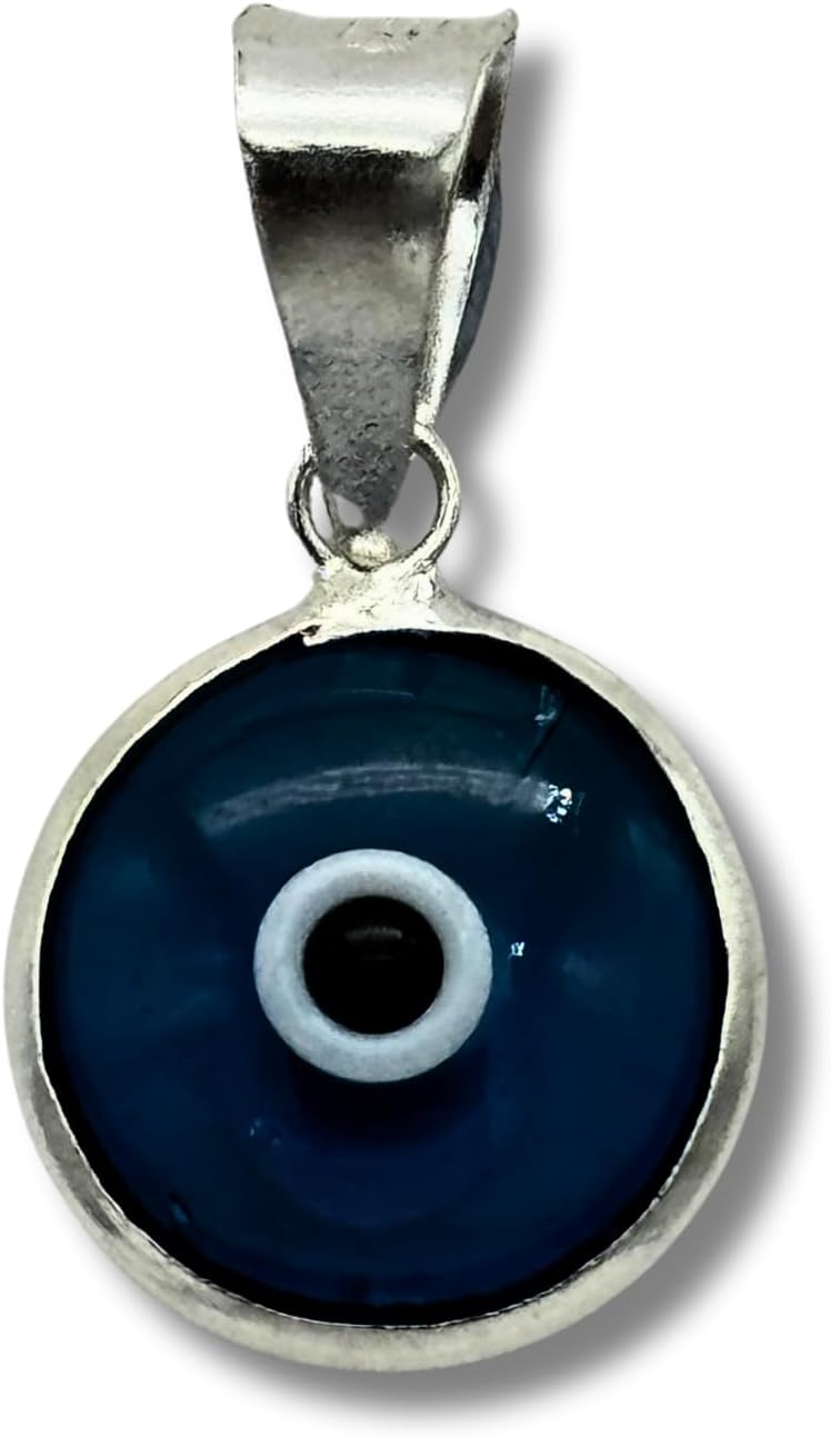 VIGGIANO 925 Sterling Silver 10mm Dark Blue Round Evil Eye Charm Pendant Only