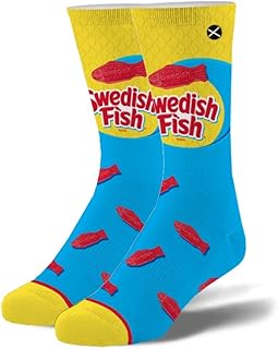 Odd Sox Swedish Fish & Sour Patch Kids Funny Socks for Adult, Cotton Crew, Large