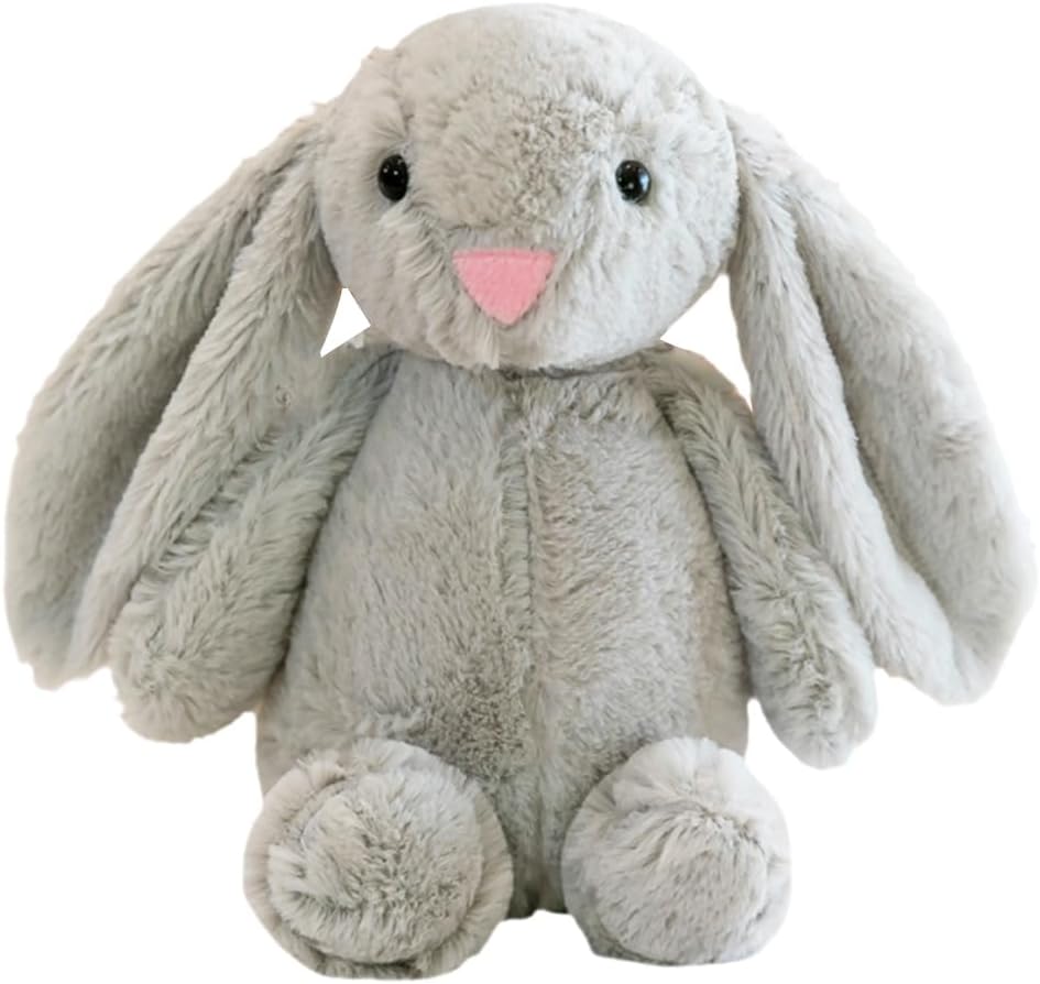Easter Bunny Soft Plush Toy 20CM Plush Rabbit With Floppy Bunny Ears Stuffed Animal Rabbit Teddy Toy Easter rabbit Decorations Gifts For Babies Kids Boys Girls | Grey