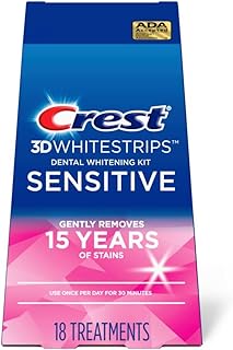 Crest 3D Whitestrips Sensitive At-Home Teeth Whitening Kit, 18 Treatments, Gently Removes 15 Years of Stains, Crest Whitestrips, Teeth Whitening Kit