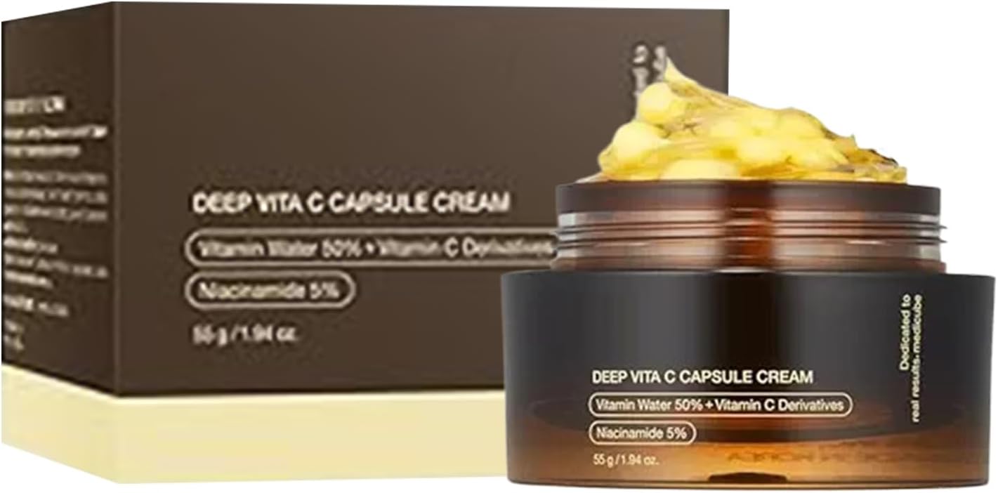 M-edicube - Deep Vita C Capsules Cream, Korean Skin Care Face Firming Cream, Skin Tightening Moisturizer, With Tightens And Smooth, Moisturizes And Protects Skin, 55G, For Women & Girls