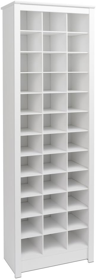 Prepac White Tall Storage Cabinet, Shoe Cabinet, Entryway Furniture with 36 Shoe Cubbies 13"D x 23.5" W x 72.5" H
