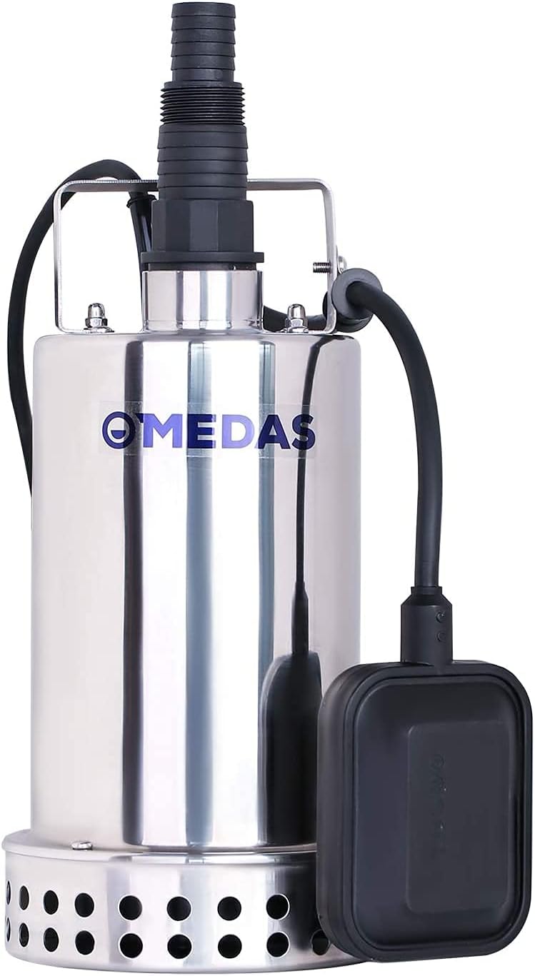 MEDAS Electric 3 in 1 Submersible Pump 500W 12500L/H Sump Pumps Clean/Dirty Water Utility w/Float Switch and 10m Cable for Water Removal Drainage Pool Garden Tub Pond Flood Drain(Hose not Included)